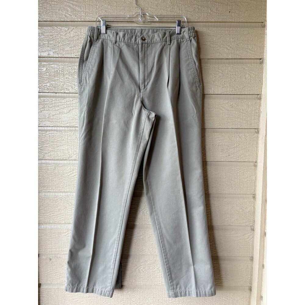 Croft & Barrow mens Side Elastic Khaki Chino Pants size 36x32 (inseam 31.5")